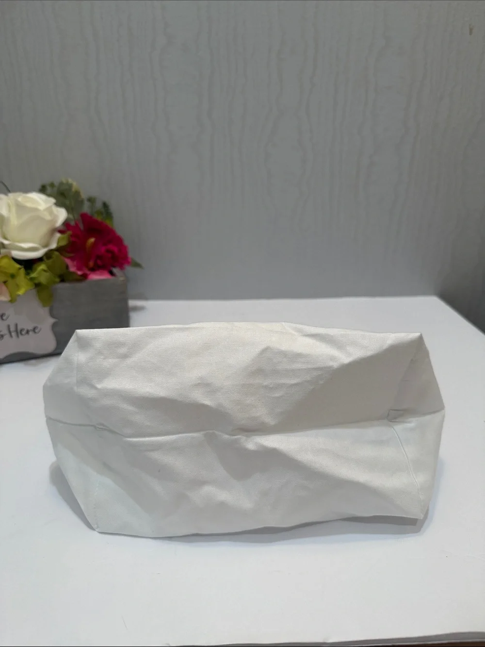 Authentic CHANEL Beauty White Cotton Drawstring Pouch Cosmetic Gift Dust Bag